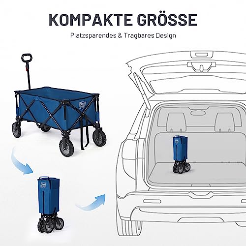 TIMBER RIDGE Bollerwagen Faltbar XXL Strandwagen mit Seitentasche Getränkehalter verstellbarem Griff,Transportwagen für Alle Gelände,Draussen Camping Einkaufen, 100kg Belastbarkeit – Bild 5