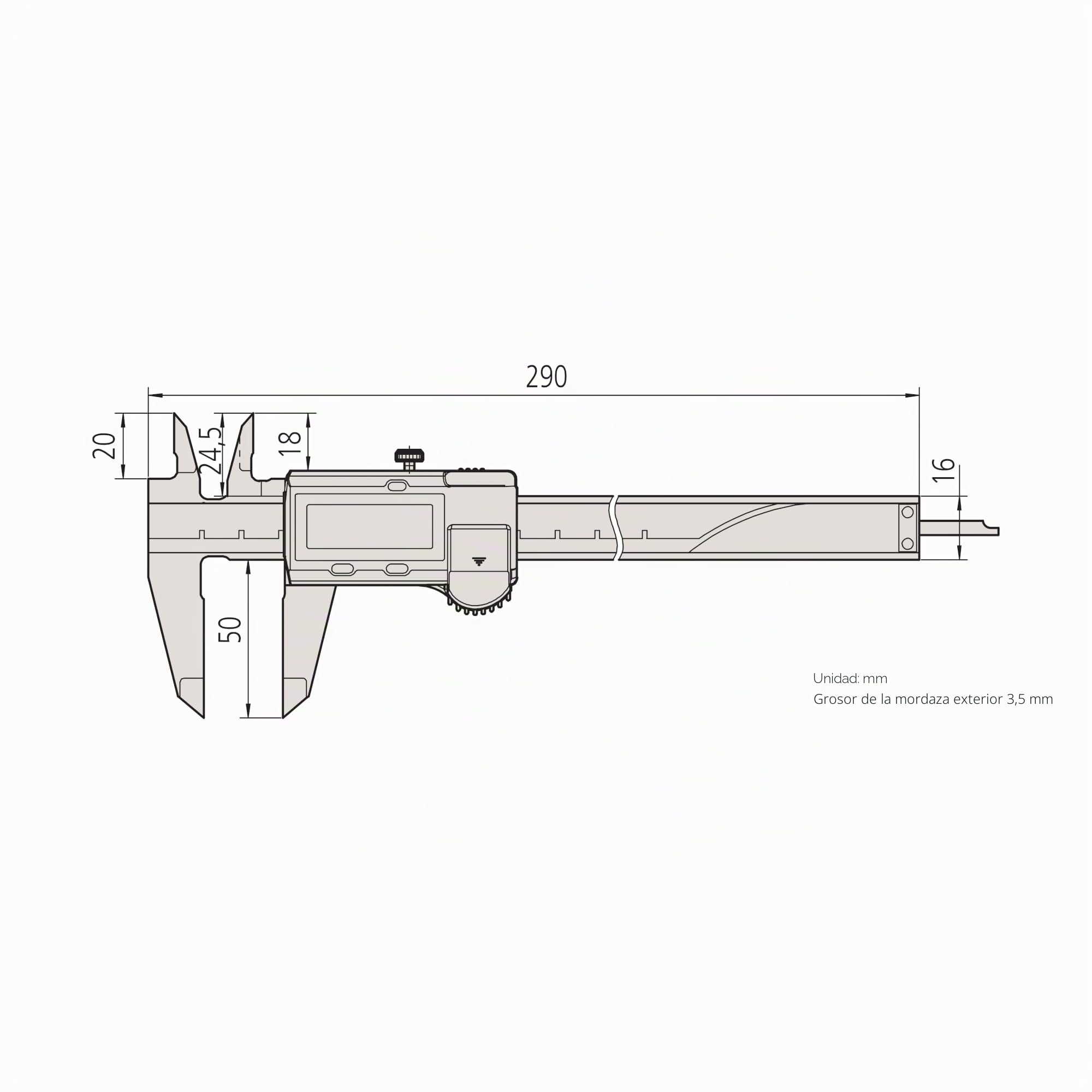 Mitutoyo Digital Callipers con Salida de Datos DIN 862, Rango de Medición 0-200mm [Pack de 1 101166051