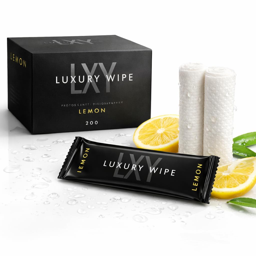 Lingettes citron humides - Boîte de 200 unités - Lingettes rafraîchissantes pour mains