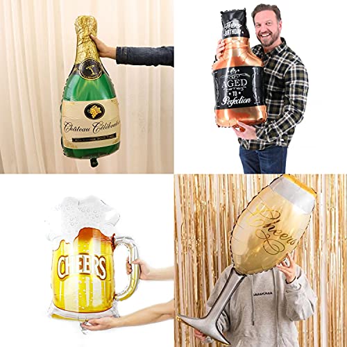 Party Propz Large Champagne Balloon Combo - Beer Balloon For Beer Party Decorations | Adult Birthday Party Decorations | Mylar Champagne Bottle Balloon | Aged To Perfection Balloon Decoration #TOP6