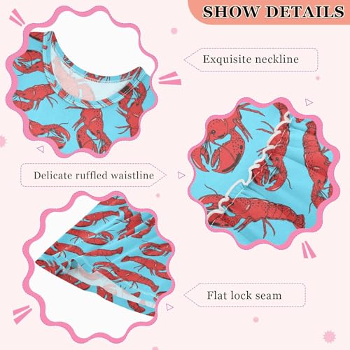 Toddler Girls Lobster Dress Sleeveless Cotton Casual Clothes for Home Party Beach Sundress 2-8Y3