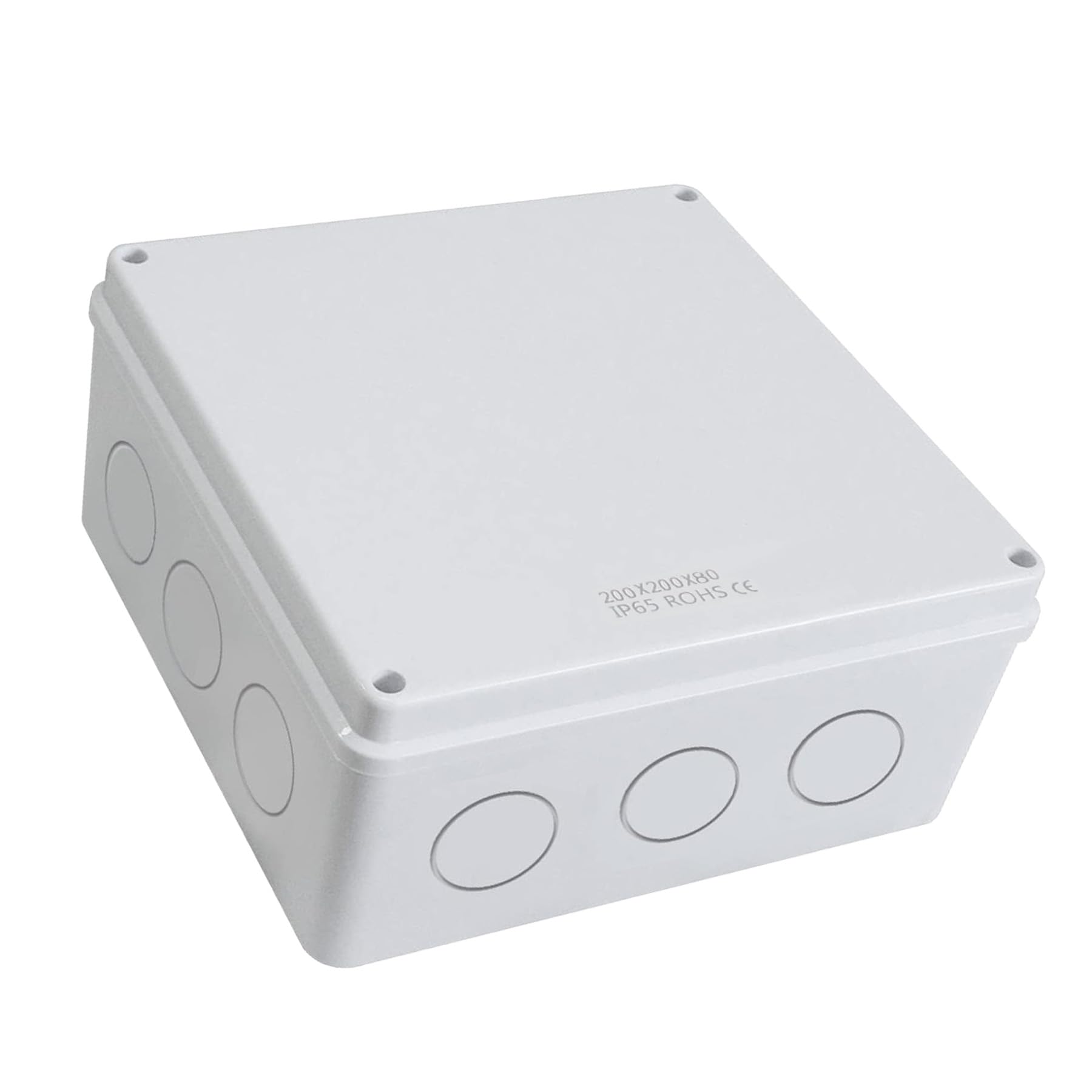 LEPEVNEY IP65 ABS Waterproof Junction Box - 200x200x80mm Dustproof Outdoor Project Box Cable Connection, White Protective Enclosure, 1 Pcs