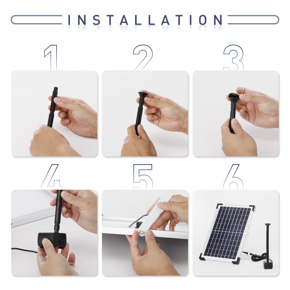 Bomba de Agua Solar,10W 500L/H 9V Fuente Solar,con Panel Solar y 3 boquillas para baño de pájaros, pecera, Estanque pequeño, jardín