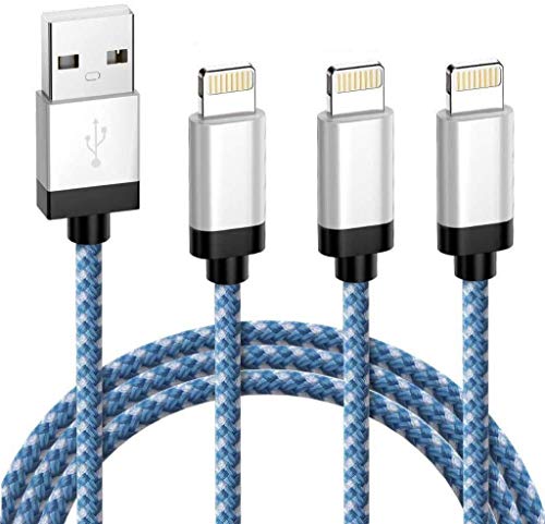 iPhone Cables, MFi Certified, ilikable 3 Pack 6FT Nylon Braided Lightning Cable, Durable iPhone Charging Cord Compatible with iPhone 11 Pro Xs Max XR X 8 8Plus 7 7Plus 6 6s SE iPad Air Pro