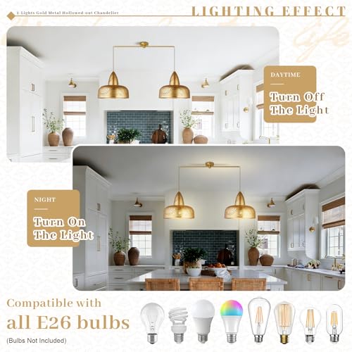 Image of Vintage 2 Light Pendant Light Fixtures Modern Gold Hanging Lamps