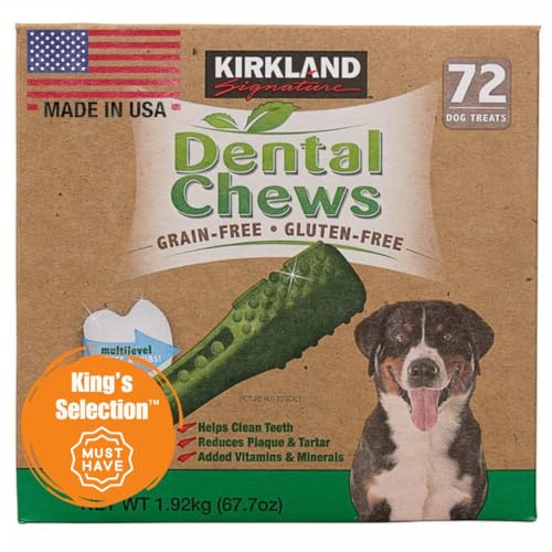Kings Selection x Kirkland Signature Dog Dental Chews 72 Treats (in 2 Family Bundle Bulk Packaging) Cleans Teeth Reduces Plaque & Tartar Added Vitamins & Minerals for Dogs 6 Months or Older