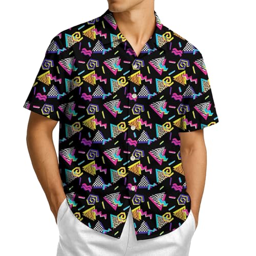 Chemise boutonnée des années 80 et 90, tenue hawaïenne amusante à manches courtes pour homme, Années 80, Taille 6XL