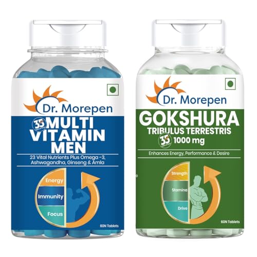 DR. MOREPEN Multivitamins For Men With Omega 3 & Herbs | Energy & Immunity Booster Supplement – 60 Veg Tablets (Multivitamin Men & Gokshura) DR. MOREPEN Multivitamins For Men With Omega 3 & Herbs | Energy & Immunity Booster Supplement – 60 Veg Tablets (Multivitamin Men & Gokshura)