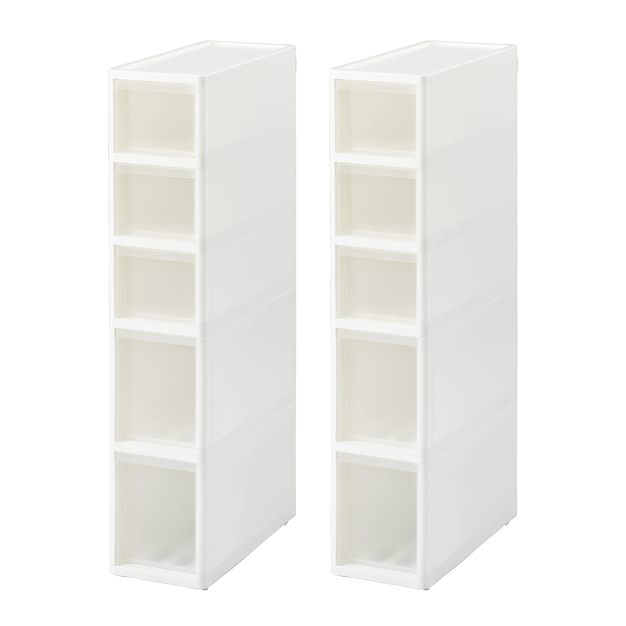 ASTAGE Slim Drawer Narrow Storage Cabinet 5 Drawers Plastic Storage for Kitchen Pantry Bathroom Laundry Bedroom Drawer Chest Small Space 7.1" Slim x 33.5" Tall - 2pack (Type A)