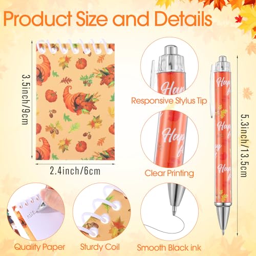 Motiskyy 48 Pcs Fall Party Favors, Fall Paper Gift Bags, Autumn Cosmetic Bags, Pumpkin Maple Leaf Notepads and Ballpoint Pens for Thanksgiving Day Harvest Party Celebration Gift Supplies4