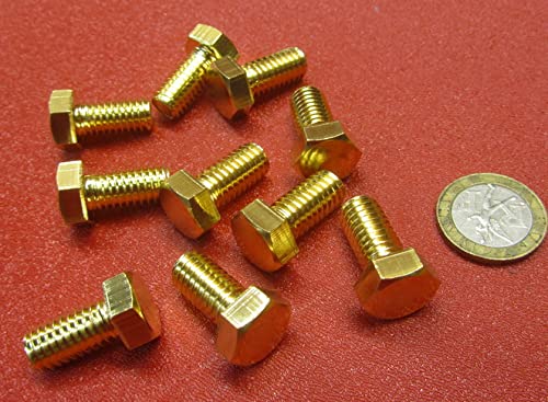 Brass Hex Head Bolts FT 3/8"-16 Thread x .750" Long 10 pcs
