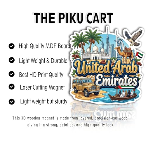 Image of United Arab Emirates Fridge Magnet | Premium Engineered Wood & Precision Lasercut Design | Travel Souvenir for Home Kitchen Locker Decor & Gifting | Multicolor