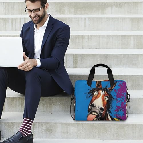 Maletín para laptop con diseño de caballo divertido y múltiples bolsillos miniatura 3