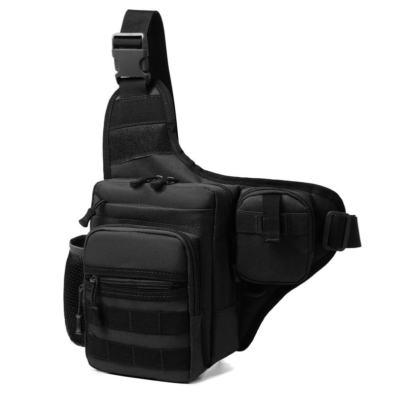 Marsupio da campeggio e arrampicata, da uomo, per ciclismo, escursionismo, viaggi, sport all'aria aperta, tattico, con sistema Molle, da pesca, Nero , Taglia unica, Artigianale
