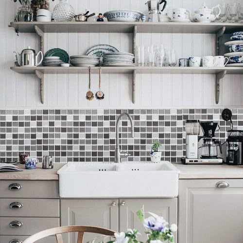 Yoillione Peel and Stick 3D Mosaic Tile Stickers - Waterproof Wall Stickers for Kitchen Bathroom & More, Brown, 20cm X 30cm - Image 4