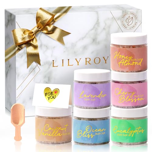 LILY ROY Set de Cestas de Regalo para Baño de Spa, Perfumes, Caja de Regalo para Baño y Cuerpo, 15 Piezas, Sales de Epsom, Bombas de Baño, Regalos de Spa para Mujeres, Padres, Día de Madres, Kit de Sp