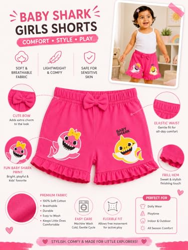 Image of BODYCARE KIDS Infant Baby Girls Cotton Antiviral Printed Shorts | Soft Breathable Elastic Waist Casual for Toddlers & Infants | Comfortable Summer Baby Bottoms for Girls