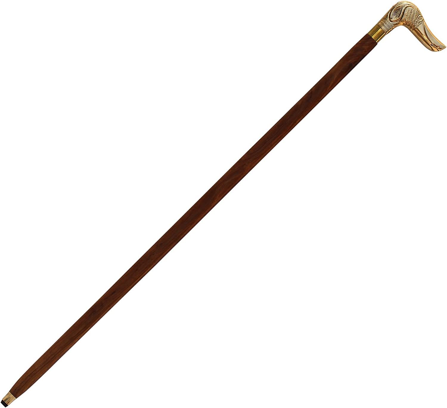 Bastone da passeggio fatto a mano in legno in ottone a forma di testa di cane