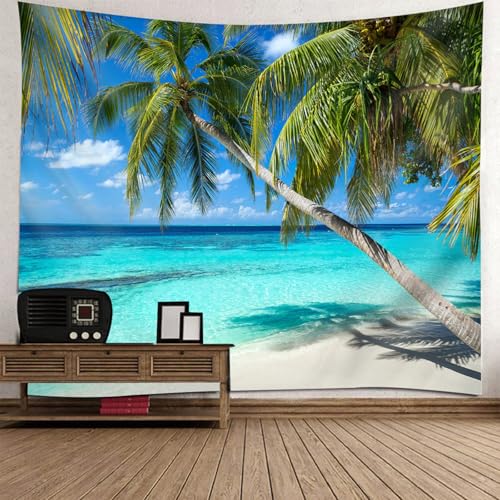 Tenture murale mer et cocotiers RDSGYZ, grand tissu decoratif de paysage 210x140 CM