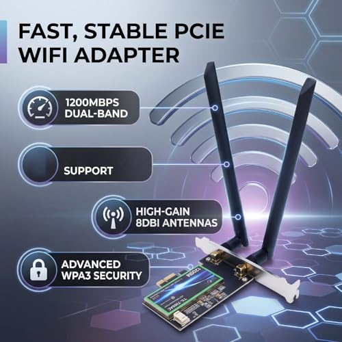 Tarjeta WiFi PCIe Bewinner 7265NGW Dual Band 1200Mbps adaptador inalámbrico con Bluetooth 4.2 para PC de escritorio Windows 7 8 10 11 miniatura 2
