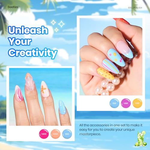 Image of Beetles Gel Nail Polish Set - 7.5ML 20 Color Orange Purple Yellow Blue Gel Polish Kit with Base Coat Glossy & Matte Top Coat, Bright Color Pearl Gel Soak Off UV Led Nails Gift for Women