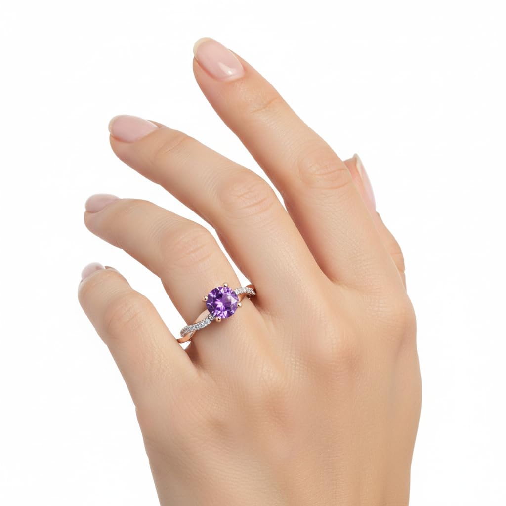 Wähle deinen Edelstein Rose Gold überzogene Verlobungsring Brilliant Rund Diamonds Handgemachte Schmuck für Frauen und Mädchen in der Größe 47-70