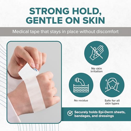 Epi-Tape Medical Tape – Professional-Grade, Skin-Friendly, Strong Adhesive Tape Breathable, Lightweight, Water-Resistant & Easy to Cut Bandage Tape – Secures Epi-Derm Sheets, Bandages & Dressings