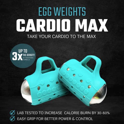 Image of Egg Weights Cardio Max 3.0 lbs. Stainless Steel Hand Weights Dumbbell Set with Anti-Slip Silicone Finger Loop for Workout, Fitness, Training for Men and Women - 2 Eggs, 1.5 lbs each + Free E-Book Workout Guide