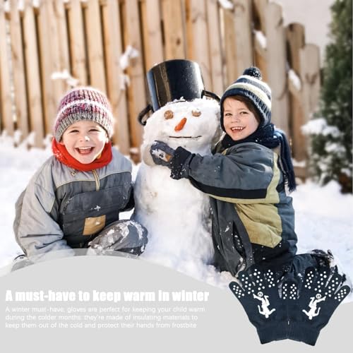 Kids Stretchy Gloves | Kick Ball Pattern Full Fingers Knitted Gloves | Children Knit Mittens, Stretchy Knitted Gloves For2