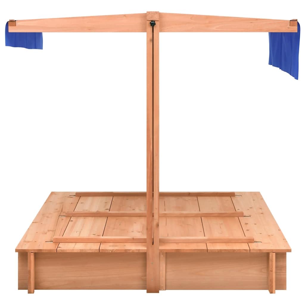 Sandkasten mit Dach aus Tannenholz 112x112x112 cm, inkl. Sitzbank und Sonnenschutz für Kleinkinder, Outdoor Garten Spielplatz, wetterfeste Holz Sandkiste mit Abdeckung und Bodenplane