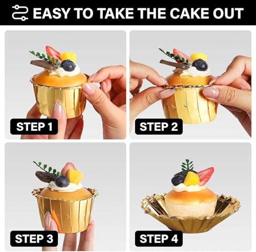 Image of Jubilant 50 Pcs Cupcake Liners, Disposable Ramekin Muffin Baking Cups, Aluminum Cupcake Cups, Little Foil Baking Cups