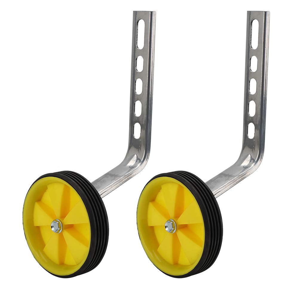 Keenso Ruota ausiliaria per bici universale per bambini, Ruote di supporto per bicicletta per bambini per 12 14 16 18 20 pollici (Gialla)