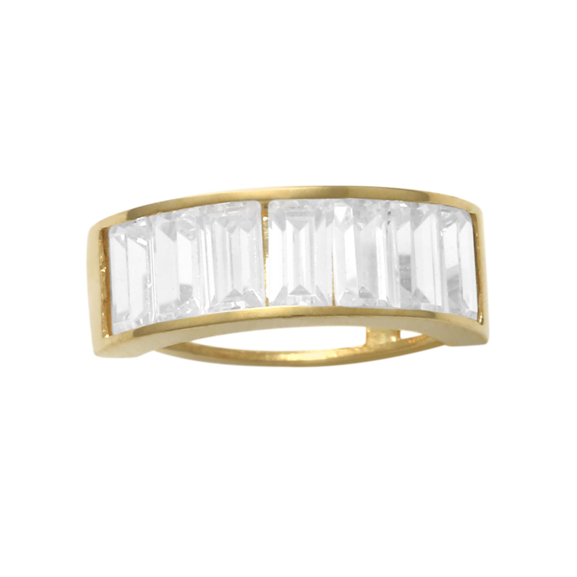 ANYGOLDS 14k Real Solid Gold Baguette Cubic Zirconia Ear Cuff Earring - Non-piercing Wide Bold Ear Cuff Ring for Cartilage Conch & Helix - Perfect for