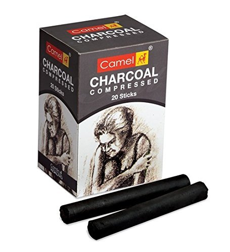 Image of Camel Charcoal Sticks - Pack of 40 | Rich Black Drawing Charcoal | Smooth Shading & Deep Tones | For Sketching, Portraits & Fine Art