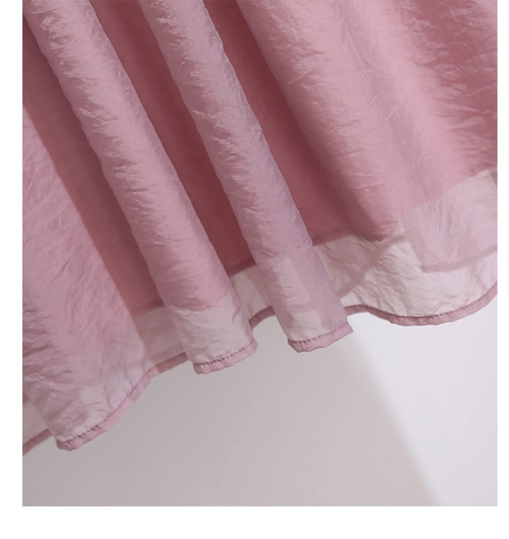 Röcke Damen,Damen Maxirock Rosa Elastischer High Waist Splicing Plissee Mesh Tüllrock A-Linie Swing Geraffte Geschichtete Flauschige Elegante Lange Röcke Für Mädchen Damen, 3XL
