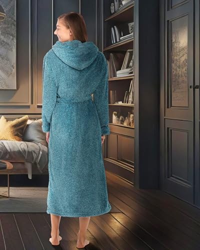 Image of Alexander Del Rossa Womens Fluffy, Fuzzy Robe for Women,Women's Long Hooded Robes, Plus Size