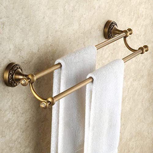 Toallero antiguo de cobre macizo tallado estilo europeo para baño con barra doble 2