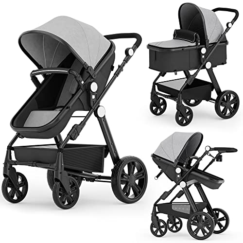 Great Deal! Newborn Infant Baby Bassinet Stroller - Sleeping & Sitting Mode 2 in 1 All Terrain High ...