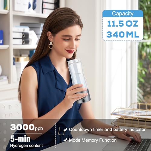 Hydrogen Water Bottle Generator with SPE/PEM Technology, Anlewo Portable H2 Water Ionizer Machine,5000PPB,6 Hours Hydrogen Retention for Family Friends Office Travel Sports Fitness (Grey) - Image 3