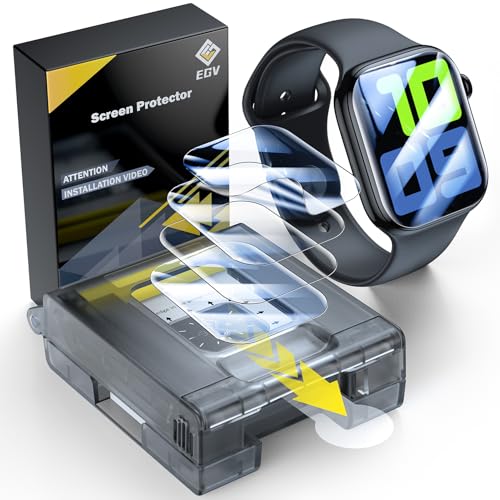 EGV 4 Pack for Apple Watch Series 10 Screen Protector 46mm [Auto Install Box] [0 Bubbles] HD Ultra-thin Soft TPU Film for 46mm Apple Watch Screen Protector, Anti-Scratch Max Coverage