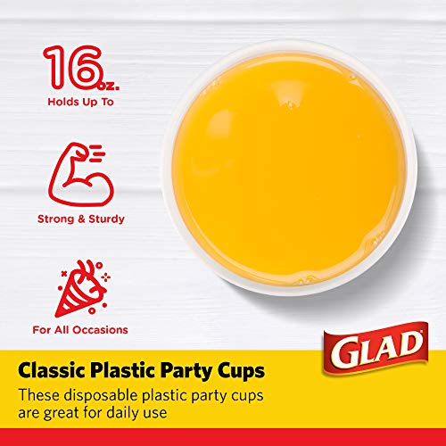 Glad Everyday Disposable Plastic Cups - Red Plastic Party Cups for All Occasions - Strong Plastic Drinking Cups for Parties, Holiday, Graduation, and Thanksgiving - 16oz 100 Pack Heavy Duty Solo Cups - Image 4