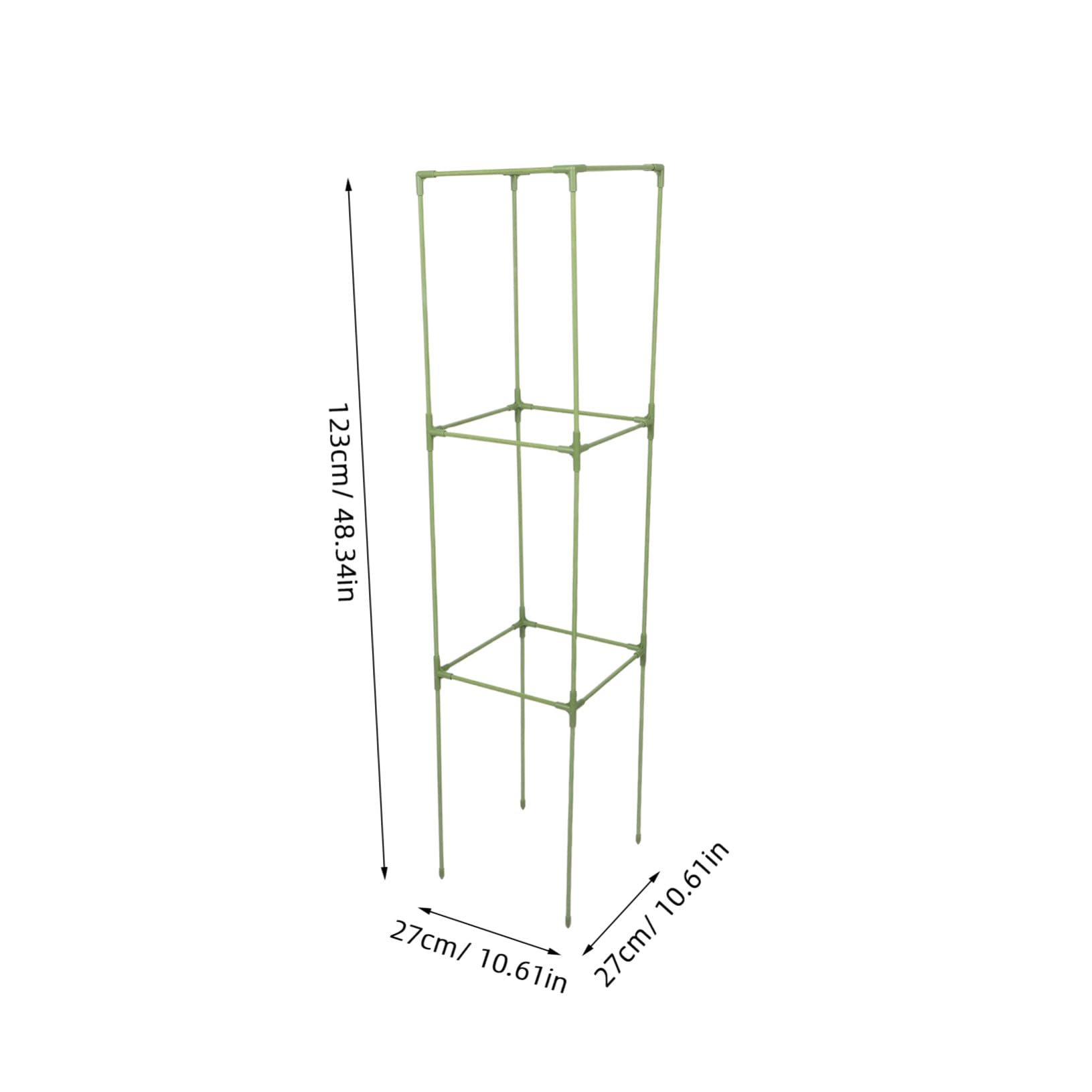Tuteur de Jardin Carré à 4 Coins en Fibre de Verre Vert, 1 Set