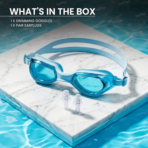 Image of Zest 4 Toyz Swimming Goggles for Kids and Adults with Adjustable Strap Anti-Fog UV Protection Lens Air Tight Comfortable Silicone Frame for Swimming Pool - Sky Blue