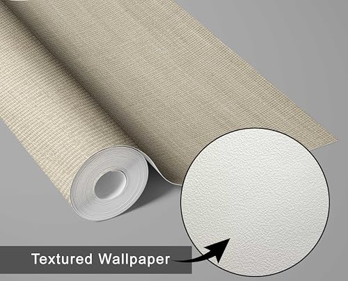 Revêtement mural autocollant beige motif lin texturé pour mur - 6
