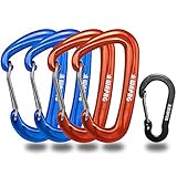 Karabiner, Robuste und Leichte Karabinerhaken, 1200 KG D-förmiger Aluminium Carabiner für Camping, Wandern, Outdoor, Hängematte, Kleiner Karabinerhaken für Schlüsselanhänger (2blau2orange)