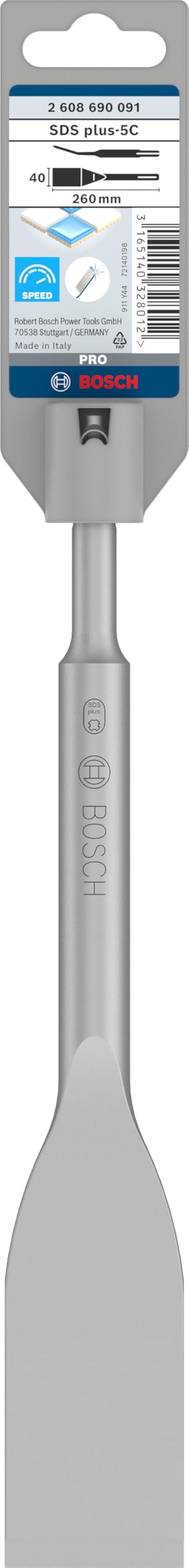 Bosch 2 608 690 091 - Cincel para azulejos SDS-plus - 260 x 40 mm (pack de 1)