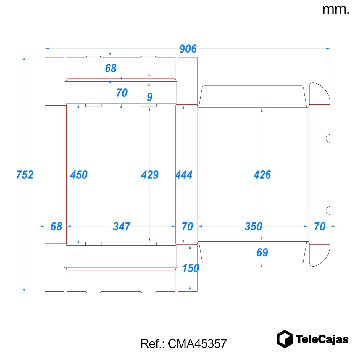 TELECAJAS | 25 Cajas 43x35x7 cm Postal Automontable con Tapa Robusta Troquelada Medidas Interiores | Anónima Cartón Marrón Kraft | Pack de 25 cajas