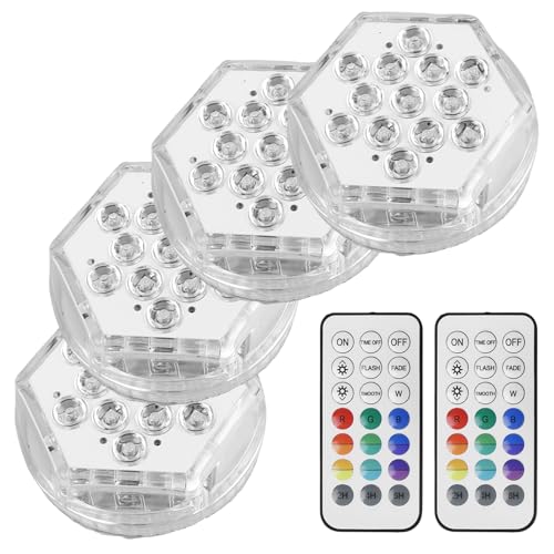Poolbeleuchtung Unterwasser LED Licht Wasserdichte mit Fernbedienung, Timer, 13 LEDs, Saugnapf und Magnet für Vase Base Party Halloween Weihnachten...