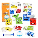 JUEGO COMPLETO— Este producto contiene 16 cubos de madera, 4 de cada uno de color amarillo, verde, azul y rojo. También contiene 64 tarjetas de desafío, 1 campana, 1 reloj de arena y 1 caja de almacenamiento. El traje es completo y fácil de guardar.