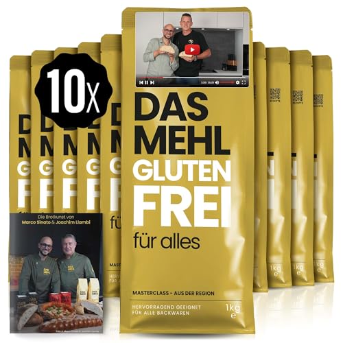 DAS MEHL Glutenfrei – 10 x 1kg pizzamehl glutenfrei | ideale Teige für Pizza, Pasta & Brot | elastisch wie Weizenmehl – ohne Gluten & ohne Enzyme | inkl. Rezept-Guide von DAS MEHL...